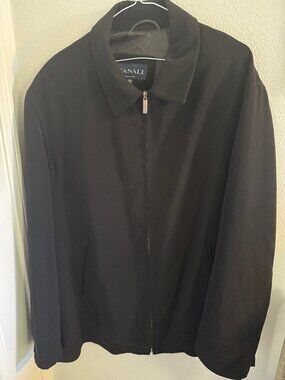 Canali Men's Blouson Front Zip Jacket; Black